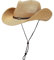 GEMVIE Men and Women Summer Cowboy Hat Crushable Western Straw Cowgirl Hat with Windproof Rope Straw Sun Hats Brown
