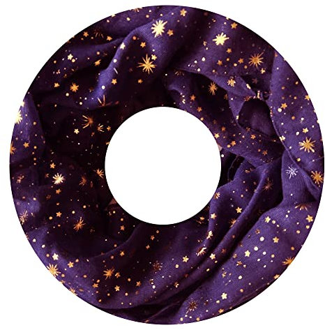 Lina & Lily Damen Loop Schal mit Goldfolierten Sternen (Violett)