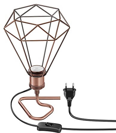 ledscom.de Tischlampe RETRA, Schalter, bronze matt, E27 Fassung, Käfig-Schirm, bronze
