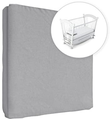 Jersey Spannbetttuch für Babybett, 100% Baumwolle, passend für 90 x 50 cm Babybett-Wiegebett-Matratze (Grau)