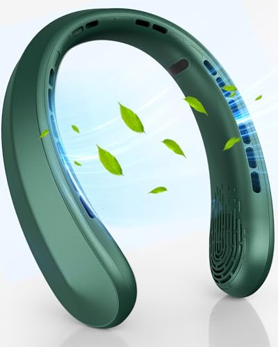 Neck Fan, Portable Fan around Neck, 4000mAh Battery Operated Wearable Personal Fan with USB Rechargeable, 3 Wind Speed, Fast Cooling, Ultra Quiet, Bladeless,Headphone Design for Travel, Men Women