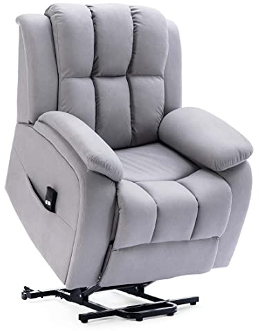 More4Homes BROOKLINE ELECTRIC FABRIC SINGLE MOTOR RISER RECLINER LIFT MOBILITY TILT CHAIR GREY