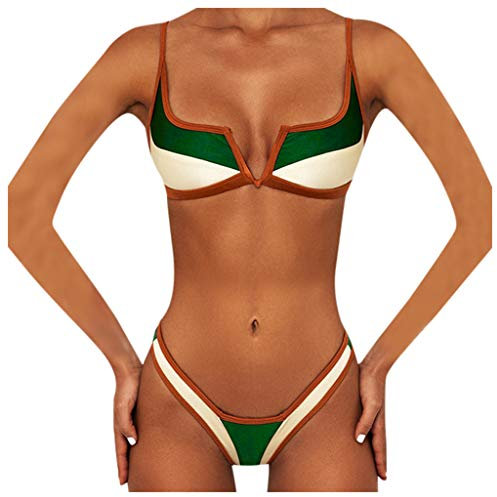 Bain Bikini Femmes Bandeau Maillot de Bain pièce Push up Patchwork Two Set Beach Swimwears Tankinis Set De Maillot De Bain Menstruelle Piscine Bikini String Ficelle