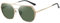 SHES Lunettes de soleil polarisées polygonales à double pont pour femme Lunettes de soleil aviateur Monture hexagonale SH3016, Monture dorée, verres verts, 133mm