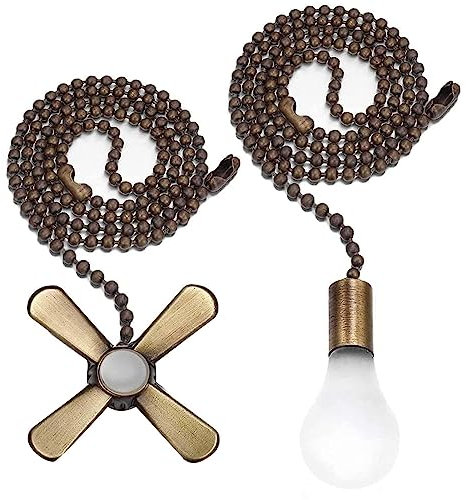 Voihamy Cable tracción para luz, 2 Extensores Interruptor Cuerda tracción para Bombilla, Herramienta electrodomésticos no fácil oxidar para Ventiladores Techo, lá Paras