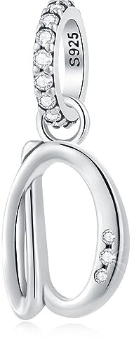 Buchstabe D Charms Alphabet Anhänger, 925 Sterling Silber Initial d Dangle CZ Perle passen Pandora DIY Name Armband con Letra, Geschenke für Tochter/Papas Mädchen/Dad/Papa