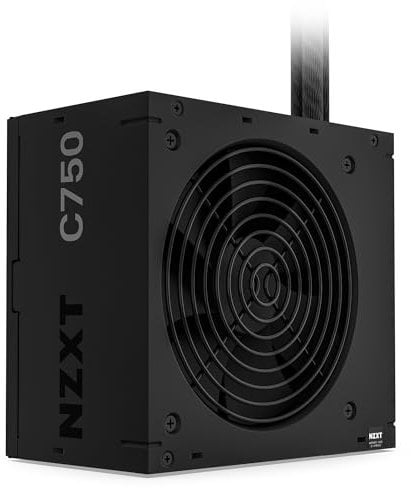NZXT Fuente de Alimentación C750 Bronce - 750 Vatios - PA-7B2BB-UK - Certificado 80 Plus Bronce - Diseño No Modular - Ventilador FDB de 120 mm - Cables Principales con Manga Negra Mate - Negro