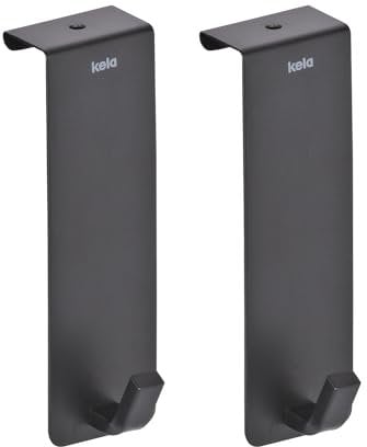 kela Türgarderobenleisten Set - Schwarz - 4 x 13 cm - Metall - mit 1 Haken - 2er Set