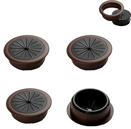 4PCS Flexible Desk Grommet,50mm/2 inch Desk Grommet Aperture,Data Cable Storage and Sorting Tools,Wire Cord Cable Grommets Hole Cover,for Office PC Desk Cable Cord Organizer (Brown)