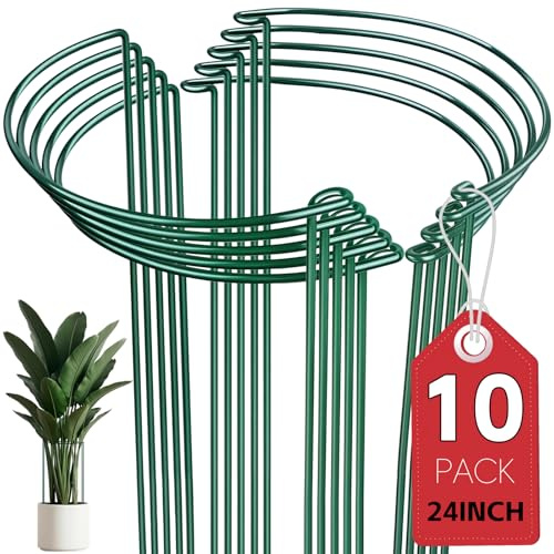 Thealyn Gartenpflanzenstütze, 25 cm B x 61 cm H, Metall-Pflanzenstütze (10er-Pack), Pfingstrosenstützen für Innen- und Außenbereich, Pflanzenstützen für Pfingstrosen, Hortensien, Rose, Ranken, Tomaten