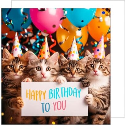 Edition Seidel Premium quadratische Geburtstagskarte mit Umschlag. Glückwunschkarte Happy Birthday Billet Tier Karte Mann Frau Coole Katze Humor Lustig Party (GQ148 SW024)