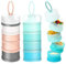 2 Stück 4-lagiger Baby-Milchpulver-Spender, Milchpulver-Töpfe, tragbarer Milchpulver-Formel-Spender, Behälter, Topfbox, Milchdosen, Snack-Aufbewahrungsbox für Reisen (blau + Sakura-Pulver)