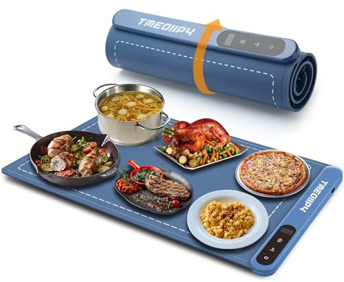 Food Warming Mat, Portable Food Warming Tray with 6 Timers and Temperature Settings, Roll Up Electric Food Warmer with Organizer Rope, Heat Warming Tray for Buffet, Party, Thawing