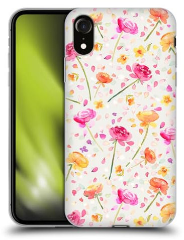 Head Case Designs Offizielle Ninola Butterblumen Rosen Koralle Pastell Wunderschön Blumig Soft Gel Handyhülle Hülle kompatibel mit Apple iPhone XR