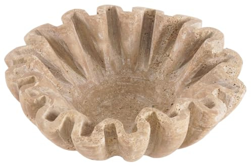 SPESHSTONES Marmor-Rüschenschüssel, handgefertigt, Travertin, kleine dekorative Schlüsselschale für Eingangstische – gewellte Schalen zum Essen, Couchtisch und Heimdekoration