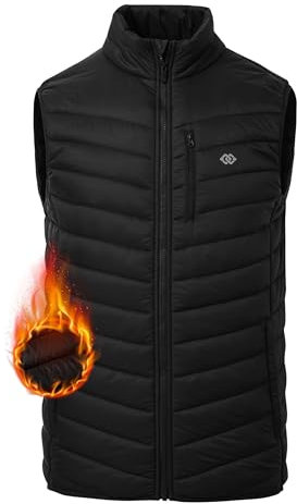 MoFiz Chaleco Ligero Hombre Chaleco Acolchado Cálido Chaleco Plumas Híbrido Cortaviento Chaqueta Sin Mangas para Trabajo Ocio Exteriores Golf Senderismo Negro Talla EU 3XL
