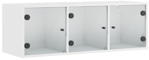 QJBSAVVA Kleiner Schrank Outdoor Schrank Spind Schrank Mehrzweckschrank - Wandschrank mit Glastüren Weiß 102x37x35 cm für Schlafzimmer Abstellraum Büro Wohnzimmer