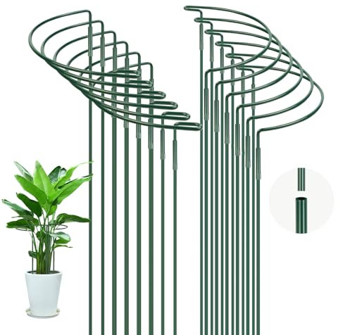 OFFCUP Pflanzenstützen, 12 Stück Pflanzenhalter Ringkäfig 30 * 60CM Staudenhalter Halbrund Metall Strauchstützen Blumenstütze für Gemüse, Tomaten, Pfingstrosen, Rosen, Hortensien, Topfpflanzen