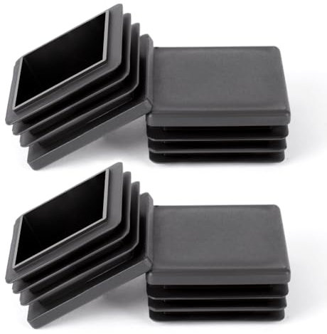OSDUE Square Plastic End Caps, 4PCS 40 * 40mm Black Plastic Plug, Non-Slip Furniture Feet Pads, Table Foot Cover Caps Floor Protectors for Bed Chair Sofa Table Shelf(1.57” x 1.57”)