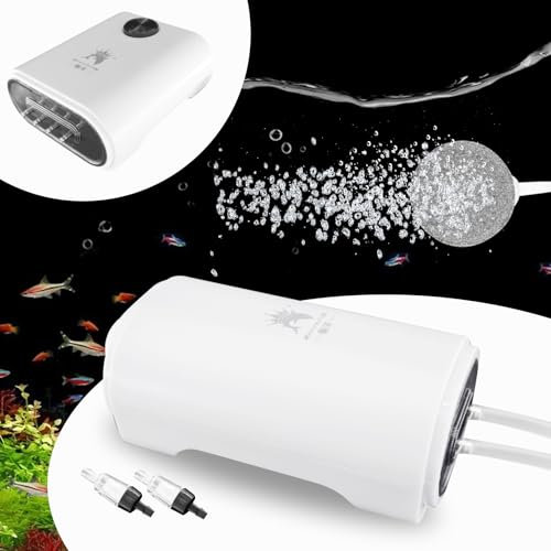 Aquarium luftpumpe,8W Sauerstoffpumpe Aquarium,Regelbare Aquarium pumpe,mit Rückschlagventil,Luftstein,Luftleitung,Sauerstoffversorgung 420L/H,Geräusch-vibrationsarm,für Fischtank und sauerstoffgerät