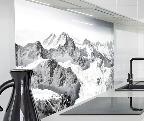 timalo Spritzschutz Wand für Herd, Küche Küchenrückwand Glasoptik | Acryl Glas 2mm | Glasrückwand Acrylglas Wandpaneele Rückwandschutz Platte | 140x50cm Berglandschaft