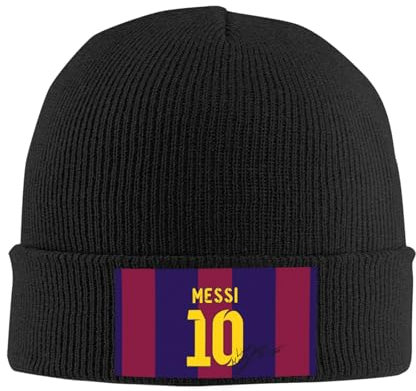 HEBUOUI Gestrickte Mütze für Wärme im Winter Custom Messies Fußball 10 Nummer Haube Hüte Mode Strickmütze Für Männer Frauen Winter Warme Fußball Beanies Caps Geschenk