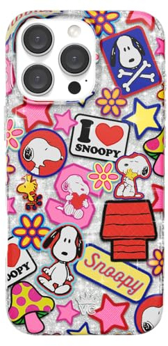 Velvet Caviar x Snoopy Phone Case for iPhone 16 Pro Max - Compatible with MagSafe [10ft Drop Tested] - Snoopy Patchwork Glitter