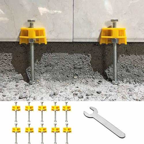 Gdraco 10pcs Tile Support, Ceramic Tile Holder, 2-9.5cm Tile Lifter Height Regulator, Wall Tile Height Locator, Wall Levelling System, Home Decorating Master use Gadgets, Yellow