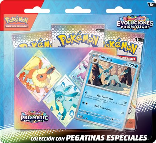 Pokémon-Sammlung mit speziellen Aufklebern aus Scharlachrot und Lila, Prismatische Entwicklungen – Glaziola (1 holografische Promokarte und 3 Booster-Packungen)