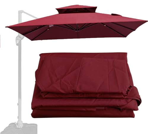 Toldo cuadrado de repuesto para sombrilla de 3 x 3 m, tela UV30+ para jardín, exterior, sombrilla de mesa (borgoña)
