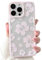 NITITOP Compatible with iPhone 15 Pro Max Case Cute Clear Hibiscus Flower Floral Design with Pink Frame for Women Girls Transparent Slim Soft TPU Full Camera Shockproof Protective Cover - Pink