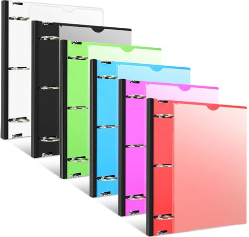 INFUN 3,8 cm Teleskop-Ringbuch – 6 Stück, flexibler, runder Ordner mit anpassbarer Vorderseite und transparenter Katalogtasche, 3,8 cm Ringe, 360 Blatt Kapazität