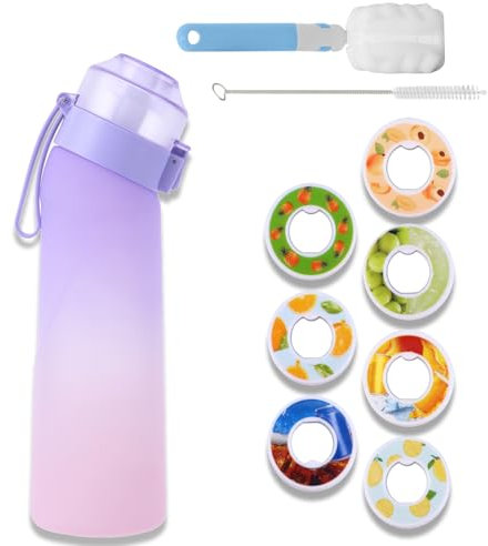 KOBONA Air Gourde Up Bouteille 650ML Air Gourde avec 7 sul Saveur Gout Pods Gourde Sport Paille Sans BPA 0 Sucres Tritan Bouteille d'eau pour et en Plein Air Gym