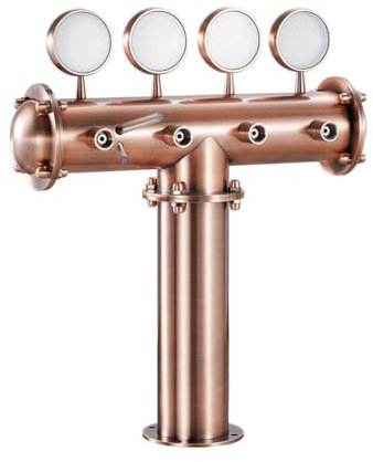 WYJRO Torre de Cerveza de Barril, Dispensador de Grifo de Torre de Cerveza con Letrero Licor Luz LED, Bronce Rojo