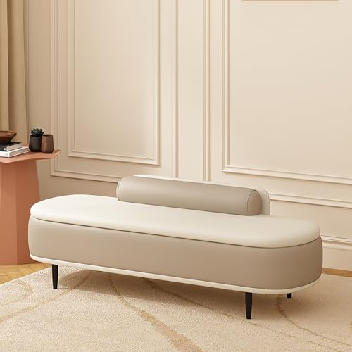 Elegante graue Ottomane, Aufbewahrungsbank für Schlafzimmer und Wohnzimmer, weich gepolsterter Deckel, platzsparender Nizer für Eingangsbereich und Schrank (100 x 45 x 42 cm)