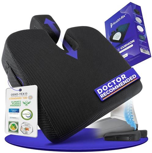 Healthfix Keilkissen zur Verbesserung der Sitzhaltung - Bequemes Ergonomisches Sitzkeil aus Memory-Foam für Stuhl, Auto & Büro | Orthopädisches Sitzkissen mit Optimalem Härtegrad (Fest 85-135 KG)