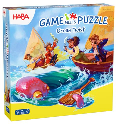 HABA Puzzle-Abenteuer Ocean Twist – Puzzle dir Deine Route zum Schatz – Spiel & Puzzle mit Drehscheibe für Kinder ab 5 Jahren – 2012216001