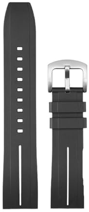 NBCNZCTSAS 20 22 mm Bracelet de montre en caoutchouc silicone for Mido for Rolex for Water Ghost for Omega for Tissot for Seiko Bracelet de montre étanche for homme Noir(Black-white silver,22mm)