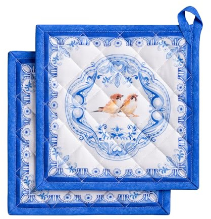 Maison d'Hermine Topflappen-Set, 100% Baumwolle (20 cm x 20 cm, 2er-Pack)