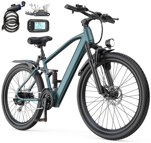 E-Bike 26 mit 21-Gang Schaltung 250W Motor 13Ah Akku Höchstgeschwindigkeit 25km/h Hochkohlenstoffstahlrahmen LCD Display City Elektrofahrrad