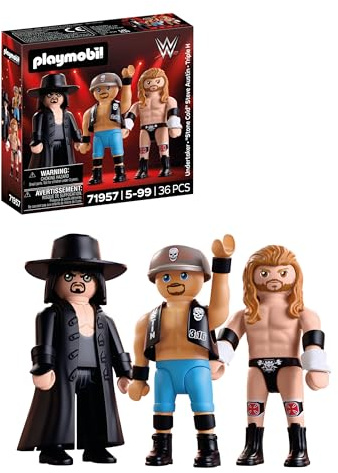 PLAYMOBIL | WWE® | Attitude Era Multipack | Figuren‑Set mit Undertaker, “Stone Cold” Steve Austin & Triple H | Für Fans ab 5 Jahren | 71957