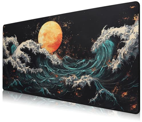 HIHUHEN Gaming Mouse Mat/Mouse Pad 890 x 400 x 4mm | XXL mouse pad | table mat/large size | improved precision and speed | rubber base for stable grip on smooth surfaces | non-slip (89x40 Richu)