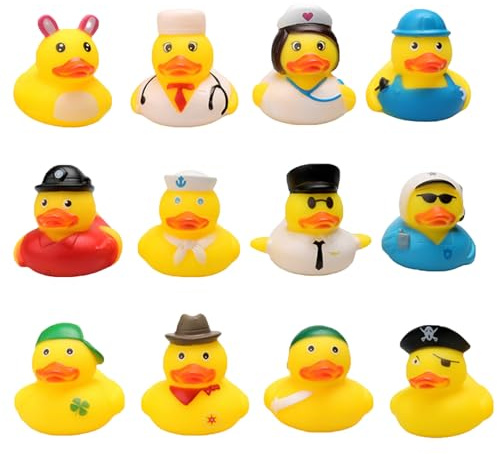 deegbbyi 12 Pièces Canard Plastique, Jouet de Bain pour Bebe | Canard en Caoutchouc Jouet, Caoutchouc Jeu d'eau Amusement, Animaux Jouets Flottants, pour Babiole de Bain pour Bébé Cadeau