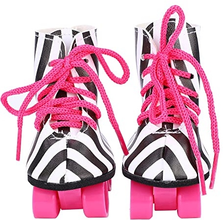 Aumotop 18-Zoll-Rollschuhe für Babypuppen, Leicht und Exquisit für EIN Attraktives Aussehen, Puppenspielzeugzubehör, schwarz-weiß Gestreift