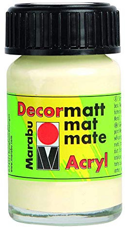 Marabu 14010039271 - Decormatt Acryl Elfenbein 271, 15 ml, samtmatte Acrylfarbe auf Wasserbasis, cremig und farbintensiv, speichelfest, wetterfest, zum freien Malen und Schablonieren