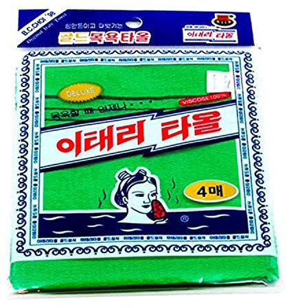 Techef Home Korean Italy Handtuch Peeling-Bad-Waschlappen [4 Stück], Rayon, (Grün)