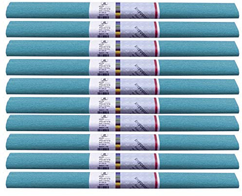 PARTY DISCOUNT wasserfestes Krepppapier | 250x50 cm | Feinkrepp Maibaum Dekoration Farbecht (Hell Blau, 10 Rollen)