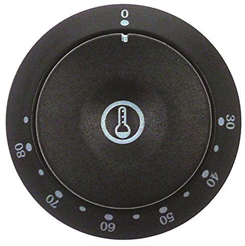 Cookmax Knebel für Wärmeschrank Bartscher 103122, 103063 für Thermostat ø 41mm 30-80°C für Achse ø 6x4,6mm mit Abflachung unten