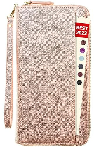 Portefeuille passeport organisateur cuir protège passeport Portefeuille de voyage avec protection RFID Étui pour passeport Organisateur documents Famille Porte-cartes Porte Documents voyage Accessoire