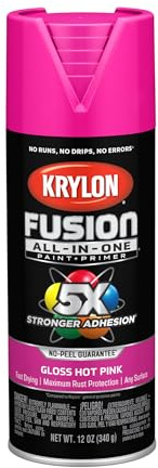Krylon Fusion - Pintura adhesiva en aerosol todo en uno para uso en interiores y exteriores, 12 onzas, rosa intenso